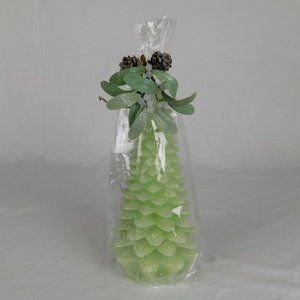 Christmas Tree Candle Light Green Glitter Wax New 10" Tall Holiday Design